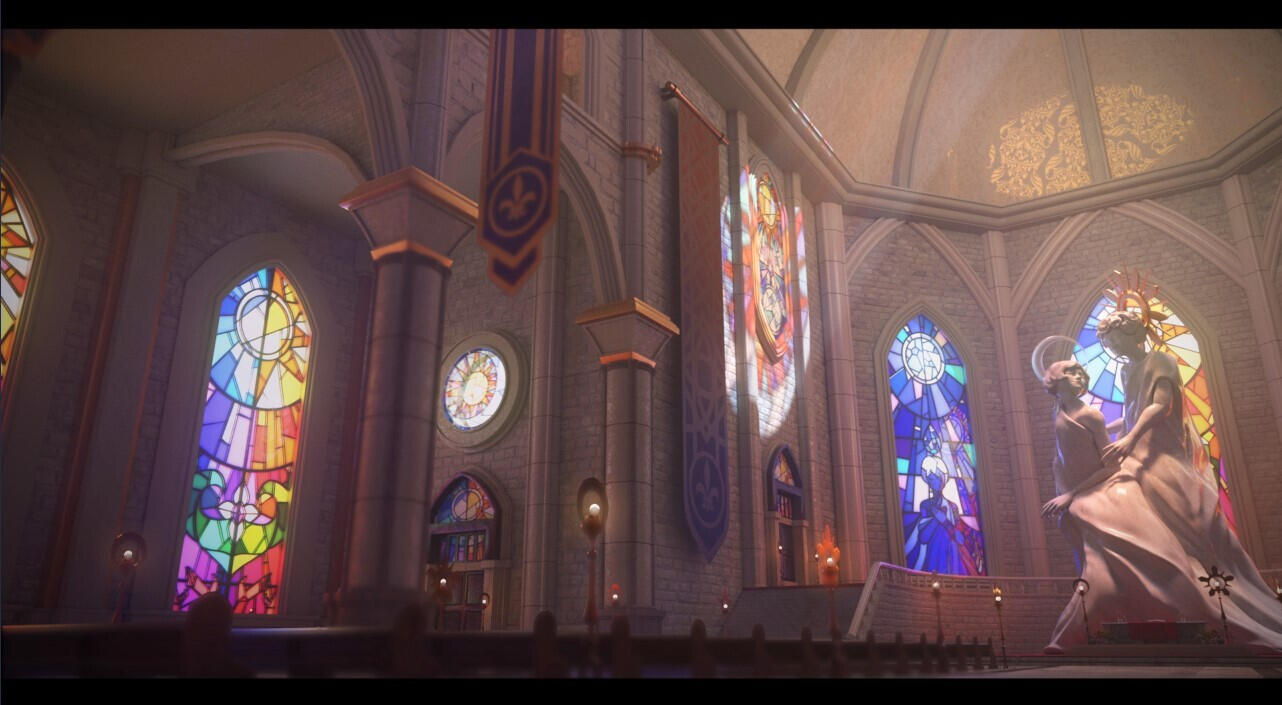 "Sun &amp; Moon" Deities Cathedral" made in 3Ds Max, Rendered with Vray